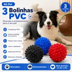 Bola Cravo Maciça Colorida para Cães Pet - Kit com 3 Unidades