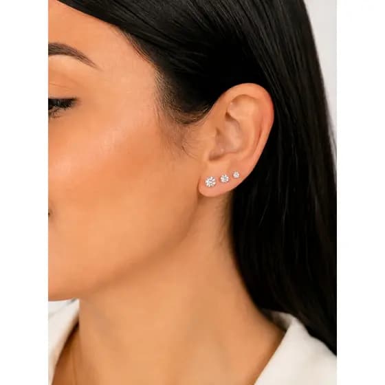 Brinco Trio Ponto de Luz Banhado Ouro 18K