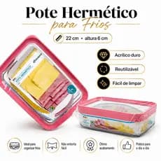 Potes Herméticos De Plástico Redondo Kit 2 Porta Frios Porta Mantimentos e Marmitas Pote Herméticos