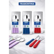 Kit Talheres Tramontina Leme Original Faqueiro Inox Cabo Polipropileno