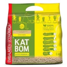 Katbom Areia Higiênica para Gatos 6kg Capim Limão Granulado Sanitário Natural