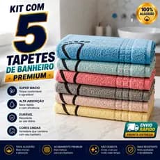 Kit 5 Tapete De Banheiro 40x60cm Pezinho Piso Luxo Atoalhado 100% Algodão Premium
