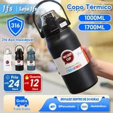 1700ml Garrafa Térmica De água Aço Inoxidável Garrafa Térmica Café Gelado Cubos Gelo De Aço inoxidável 316 Copo Térmico