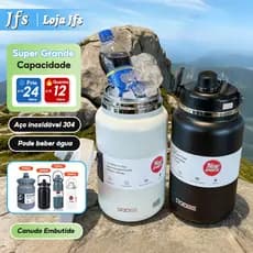 4000ml Copo Térmico Inox Extra Grande Garrafa Térmica com Canudo Chaleira de água Fria Garrafa Térmica de água