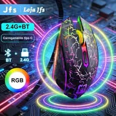 Bluetooth Mouse Sem Fio Luz De Fundo LED I 6 Botões I RGB 2.4G Jogo De Modo Duplo 7 Cores I Para Jogos Ergonomia