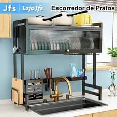 Escorredor de Pratos Suporte de Pratos com Drenagem de Água de e Grande Capacidade I Material de Aço Carbono