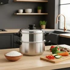 Panela a Vapor Alumínio 3,4L Cozimento Saudável Multiuso Legumes Arroz Verduras Banho Maria