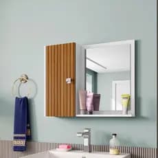 ***PROMOÇÃO*** Armário Espelheira de Banheiro Suspenso com Porta e Nicho em MDF Moderno