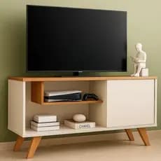 Rack Para TV 43 Polegadas para Sala de Estar Moderno com Porta e Prateleira Aparador Multiuso MDP