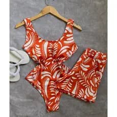 Conjunto Body Maio Suplex Feminino Estampado Short Cintura Alta Verão Tendência Moda Blogueira Bory