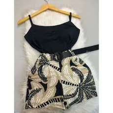 Conjunto Feminino Regata  + Short com cinto Moda Blogueira Conjuntinho Luxo Blusa com short Blusinha