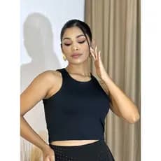 Cropped Regata Blusa Basica Suplex Liso Tendencia Moda Blogueira Luck Feminino