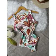 Maio Feminino Forrado Para Banho Bory Body Maio No Suplex Estampado Piscina Praia Verao