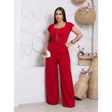 Conjunto Calça Pantalona Com Blusa Moda Feminina Estilo Blogueira