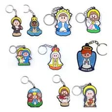 BR32-Kit Com 12 Chaveiros Emborrachados Coleção Mini Santinhos Lindos