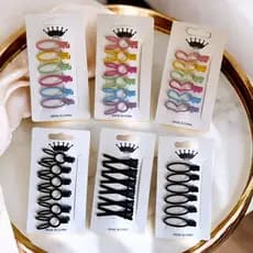 BR76-Kit de 6 Presilha Tic Tac Prendedor de Cabelo Feminino Da Moda Coreana.Modelos Sortidos