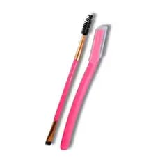 Kit de Pincel Duplo e Navalha para Sobrancelha