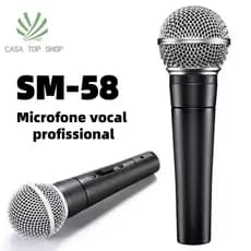 Microfone Profissional Sm58 Com Cabo 5 Metros Chave Liga E Desliga Alta Sensibilidade