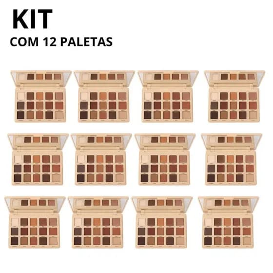 KIT 12 Paleta de Sombras Ruby Rose Glass Mirror 18 Cores Alta Pigmentação Longa Duração Profissional