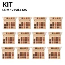 KIT 12 Paleta de Sombras Ruby Rose Glass Mirror 18 Cores Alta Pigmentação Longa Duração Profissional