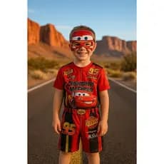 Fantasia Relâmpago McQueen Infantil - Macacão + Máscara - Envio Rápido - KS Comércio
