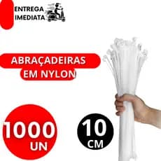 Kit Combo Abraçadeira 1000 Uni 100mm de Nylon Enforca Gato 10cm Branca Alta Qualidade Resistente Casa Uso Profissional