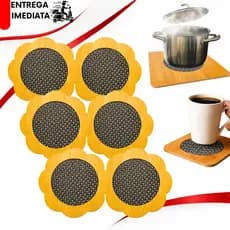 Jogo Descanso de Panela 6/5/3 14,6 cm MDF Para Mesa Posta Almoço Jantar Café