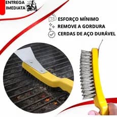 Escova Limpa Grelha com Raspador de Aço Churrasqueira