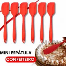 Kit 6 Mini Espátula Pão Duro Silicone Reta Raspador Confeitaria 21,5 cm