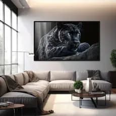 Quadro Decorativo 120x80cm Pantera Negra Luxo Casa Decoração De Parede Mdf Adesivo Sala Quarto
