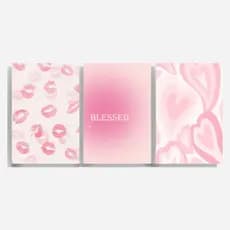 Kit Quadro Decorativo Tons Rosa Blessed Trio Menina 120x40cm