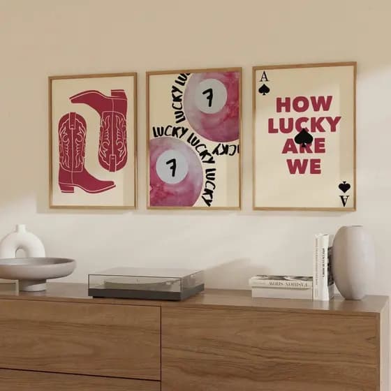 Quadros decorativos Cowgirl botas e bolas de bilhas rosa elegante (3 peças)