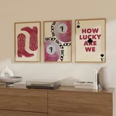 Quadros decorativos Cowgirl botas e bolas de bilhas rosa elegante (3 peças)