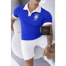 Camisa Polo Masculina Brasil Canelada Algodão Premium  Slim Fit Conforto e Estilo copa do mundo