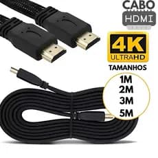 Cabo Hdmi Alta Resolução Full HD 4K 1M 2M 3M 5M Reforçado Revestimento Interno e Nylon Externo
