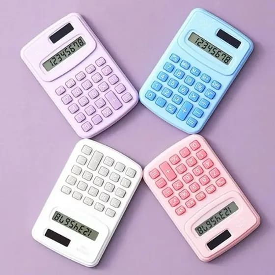 Mini Calculadora De Bolso Colorida 8 Dígitos Escolar Cor Rosa / Azul / Branco E Lilas-ka-6070