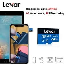 Lexar 633x Cartão Micro SD 32GB 64GB 128GB De Memória 512GB 256GB Até 100mb/s Leia A2/A1 microSDHC/microSDXC TF Para Tel