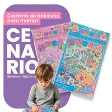 Caderno Adesivo 4/6/8 Cenários Para Montar e Decorar Livro Interativo Capivara Figuras