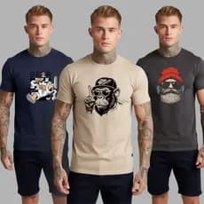 Kit 3 Camisetas Básicas Streetwear Camisa T-Shirt Masculina Slim Promoção Algodão Varias Cores