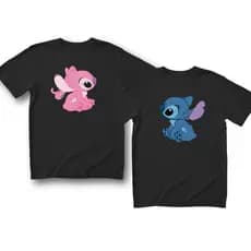 Kit Camiseta Casal Stitch Estampada Combinando Blusa Namorados Tshirt Algodão
