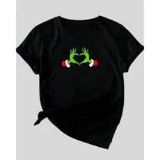 Camiseta Natal Grinch Coração Blusa Moda Natalina Algodão Modinha Camisa T-Shirt Feminina Masculina Unissex