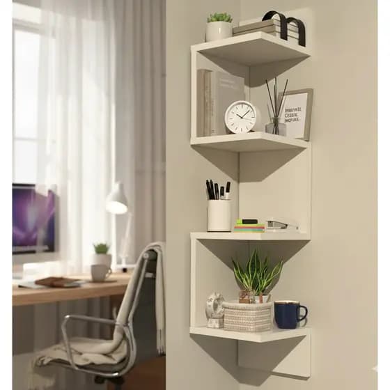 Prateleira Estante Livros Nicho De Canto Branco 20 X 20 X 80 Cm quarto escritorio MDF  15 mm reforçado sala clinicas