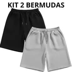 Kit 2 Bermuda Masculina de Moletom Treino Academia Caminhada Com Bolso