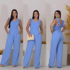 Macacão longo Femenino  com Bojo Tecido Macio Sensorial Cintura Modelada Latex nas costas e forro