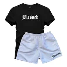 Kit Camiseta + Short Tectel BLESSED Camisa 100% Algodão Bermuda Tactel premiun ENVIO - IMEDIATO