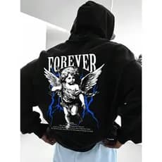 Blusa De Frio Canguru Flanelada Angel Forever Masculina Anjo Streetwear Várias Cores Premium