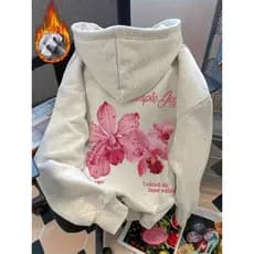 Blusa De Frio Moletom Streetwear Minimalista Estampa De Flores Agasalho Casual Tumblr Confortável