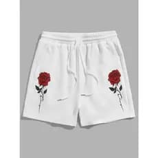 Bemuda  Moletom Rosas Flores Esporte  Leve Cordão Basico