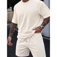 Conjunto Camiseta e Short Texturizado Kit 2 Peças Lançamento Tecido Premium