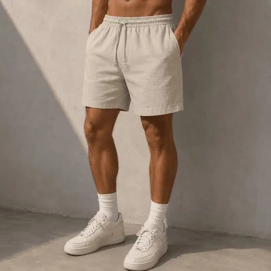 Kit 2 Shorts Masculino Linho Premium Mauricinho Casual Verão Praia Academia Moda Luxo